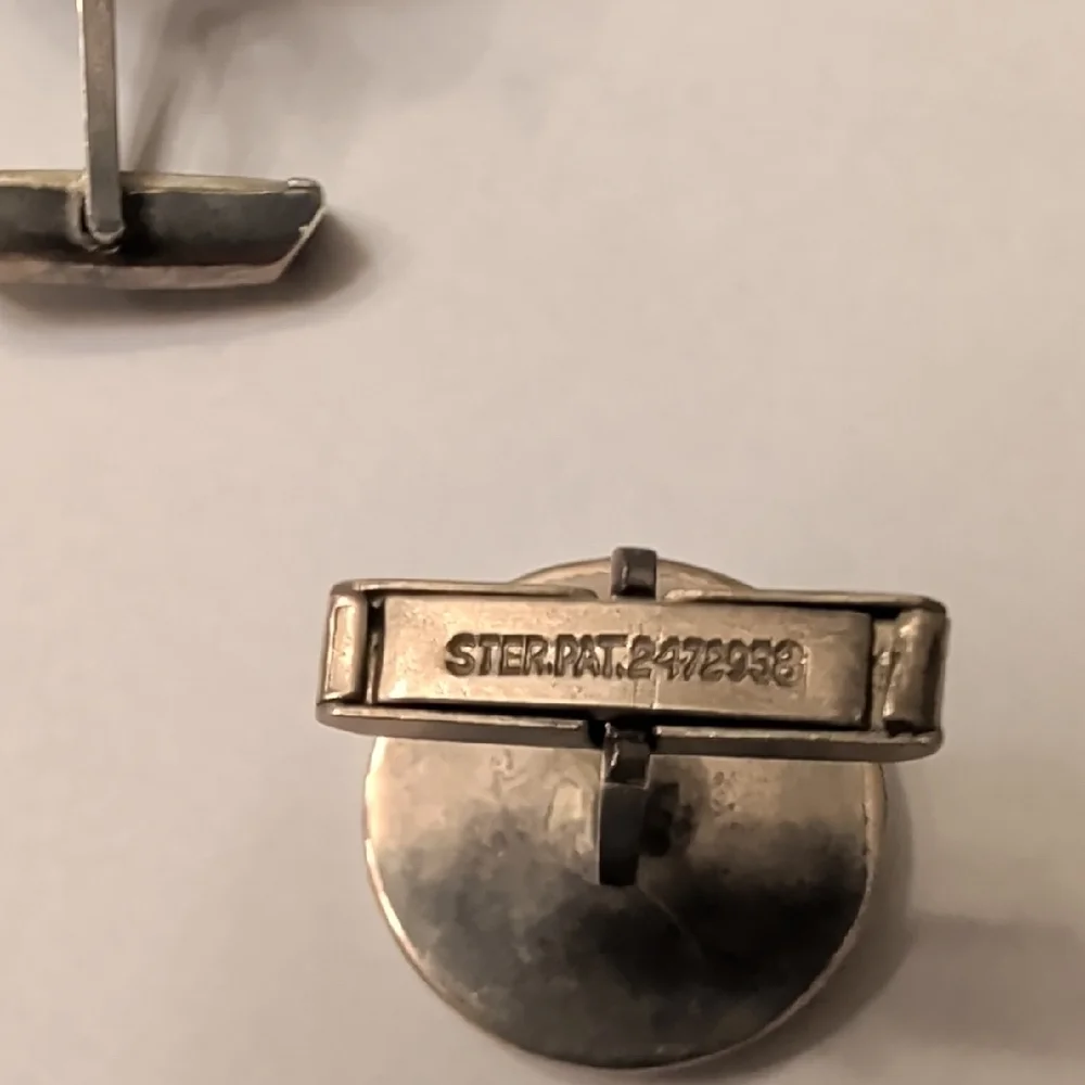Vintage Sterling Silver Cufflinks with Turquoise Floral Inlay